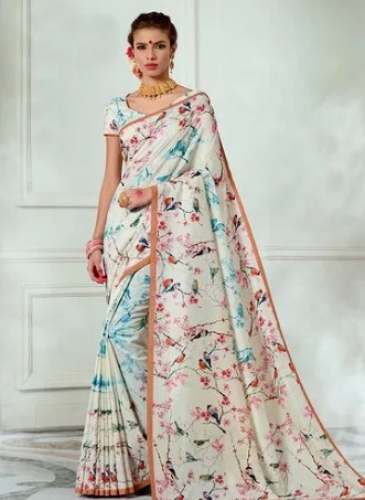 Ladies Fancy Printed Sarees with Georgette Blouse Piece by Prateek Textile