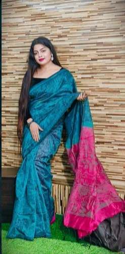 Festive Wear Printed Handloom Cotton Silk Saree by Sharma Saree Center