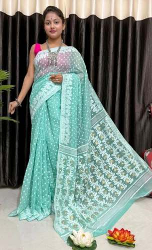 Ladies Allover Work Soft Jamdani Saree With out Blouse Piece by Sharma Saree Center