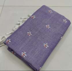 Women Casual Wear Embroidery Khadi Saree 