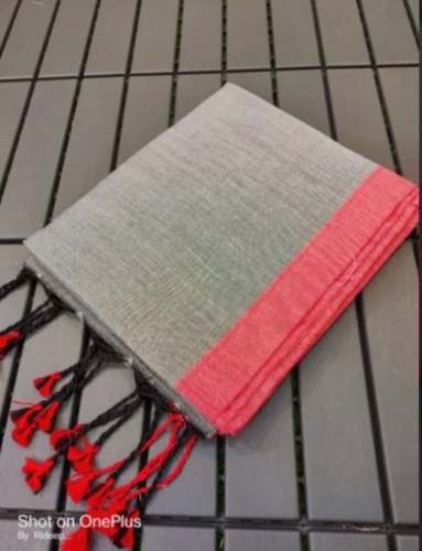 Women Casual Wear Plain khadi cotton With Blouse Piece by Sharma Saree Center