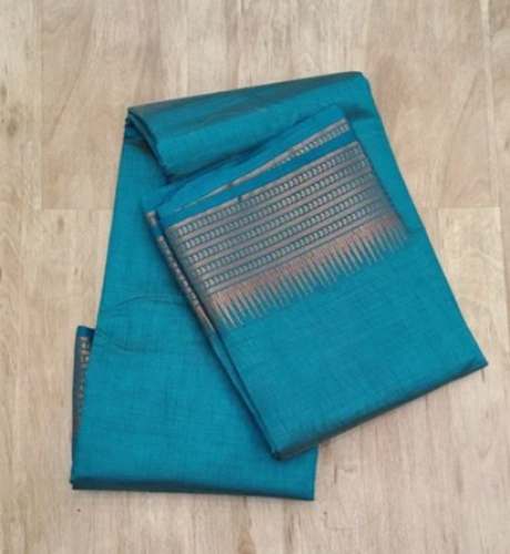 Women Blue Color Mangalagiri Cotton Saree by Palash Saree Kunja