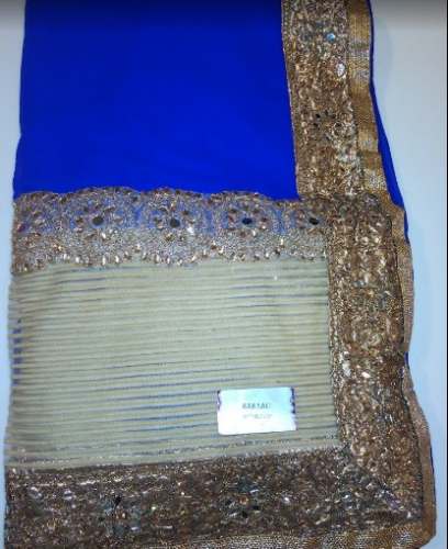 New Arrival Double Color White And Blue Saree For Women