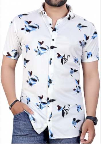 Men Lycra Printed Slim Fit Shirts by Top Shop