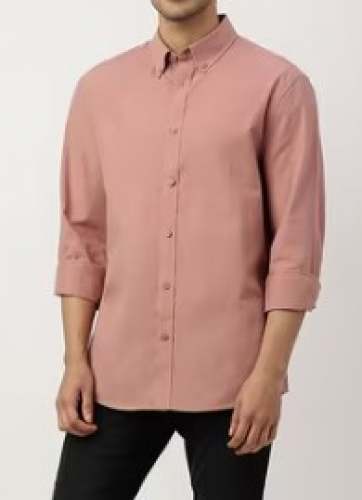 Men Peach Cotton Plain Shirts by New Style Garment