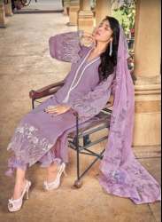 Purple Kurti Pant Dupatta Printed Set For Women