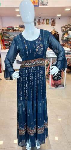 Designer Blue Hand work Georgette Gown