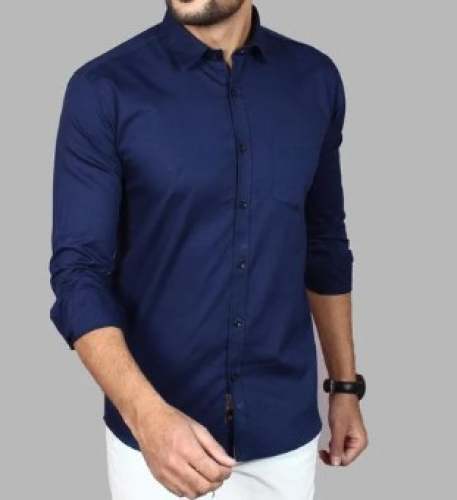 Men Full Sleeve Dark Blue Shirts by The Blues Mens Wear