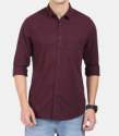 men-maroon-plain-slim-fit-shirts