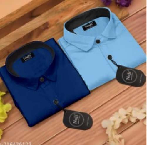 Law Rate Plain Blue Cotton Shirts