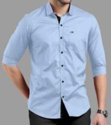 Men Formal Slim Fir Sky Blue Shirts