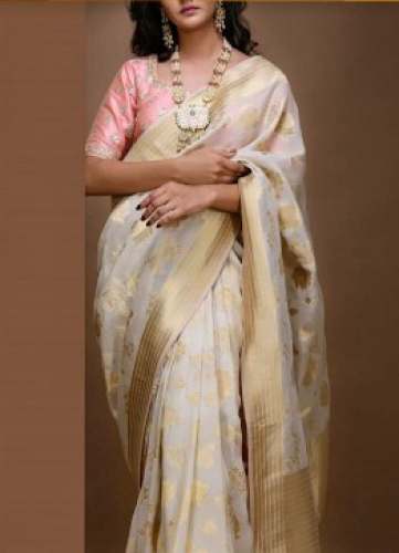 New White And Golden Saree For Women by Saree Sansar