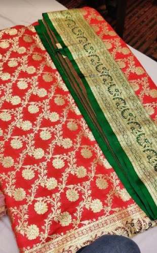 Red Banarasi Silk Handloom Saree For Women by Rajgharana Sarees