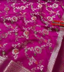 Pink Banarasi Zaal Silk Saree For Women