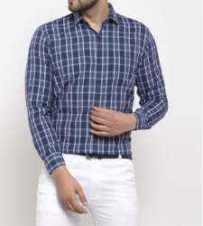 Men Blue Casual Check Shirts