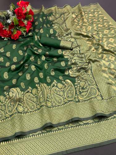 Banarasi Soft Kanjivaram Silk Copper Digital Print Saree With Tassel