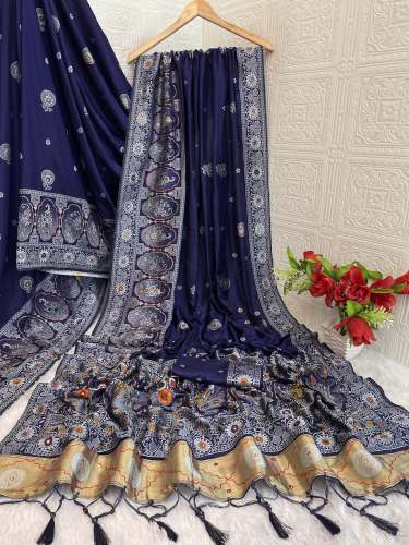 Cotton silk hand mirror work saree with blouse piece