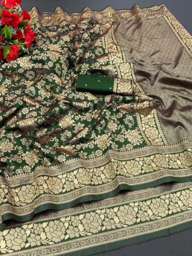 Fancy Banarasi Kanchipuram Lichi Silk Floral Print Saree