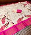 Fancy Linen Cotton Digital Printed Saree For Women thumb 2