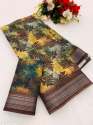 Floral Printed Daily Wear Cotton Linen Saree thumb 5