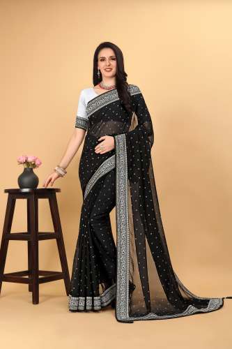 Georgette Padding Foil Print Saree