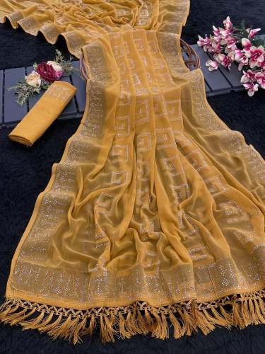 Georgette Silk Saree With Swarovski Work