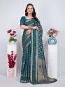 Georgette weaving work saree with blouse thumb 3