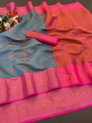 Golden Zari Weaving Jacquard Saree 