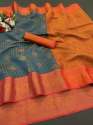 Golden Zari Weaving Jacquard Saree  thumb 2