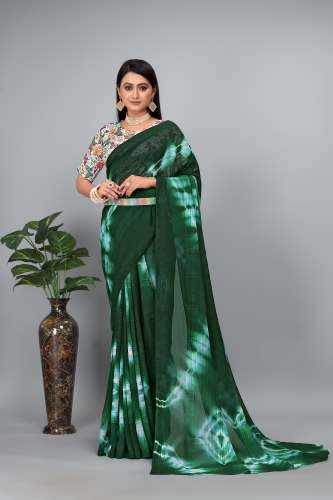 Moss Chiffon Shibori Print Saree