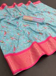 New Collection Cotton Linen Digital Printed Saree