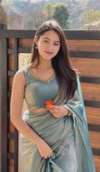 Party Wear Silk Blend Saree With Border Lace 