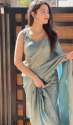 Party Wear Silk Blend Saree With Border Lace  thumb 3