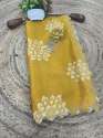 Printed Chinon Saree with Sparkling Siroksi Diamond Work Border thumb 4