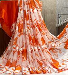 Pure Georgette Satin Patta Saree