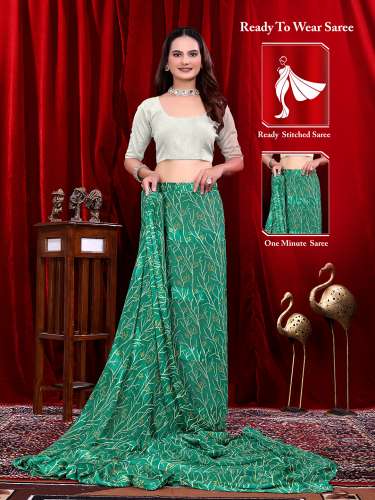 Ready to Wear Georgette Satin Patta Printed Saree