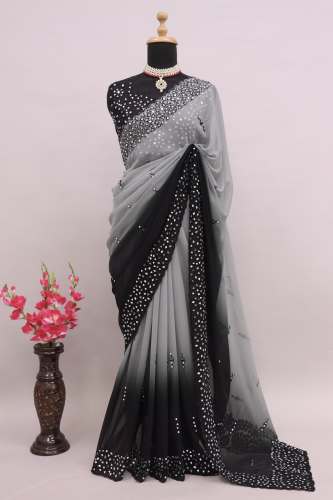 Real Mirror Work Saree