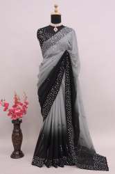 Real Mirror Work Saree