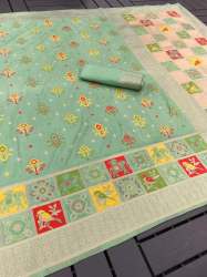 Row Silk Jacquard (Patola) Multi Color Saree With Blouse Piece