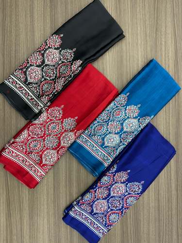 Satin Silk Ajrakh Printed Saree