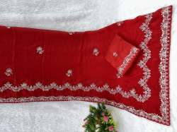 Traditional Embroidered Satin Silk Saree