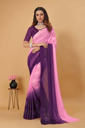 Two-Tone Georgette Satin Patta Saree