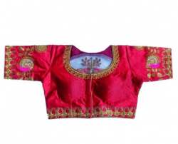 Women Red Embroidered Readymade Blouse