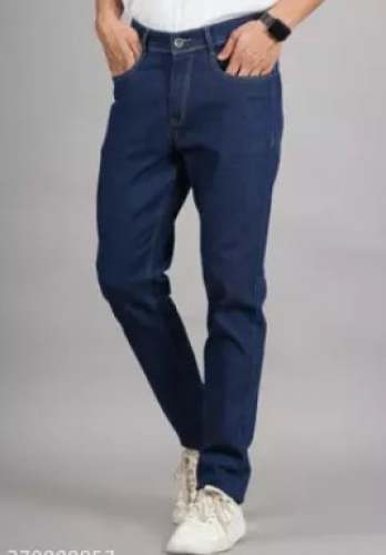 Dark Blue Slim Fit Plain Denim Jeans by Jai Bhavani Fashion