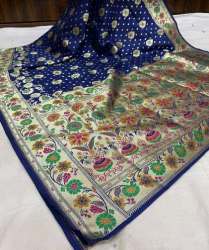New Collection Blue Banarasi Saree For Women