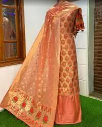 Orange Banarasi Dress Material For Women