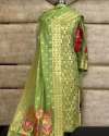 Pista Green Banarasi Dress Material