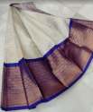 New Collection White And Blue Silk Saree For Women