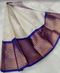 New Collection White And Blue Silk Saree For Women