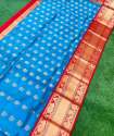 Sky Blue Banarasi With Red Border Saree